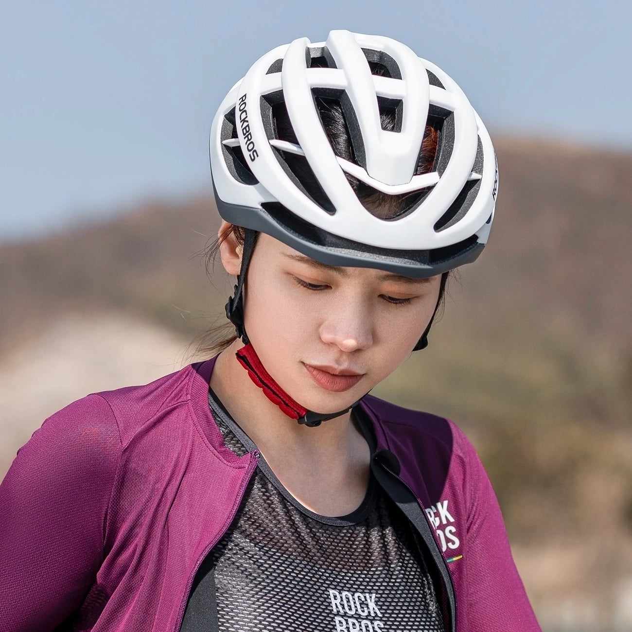 Rockbros HC-58WG-M dviračio šalmas 55-58 cm - baltas-pilkas -- Bicycle Helmets