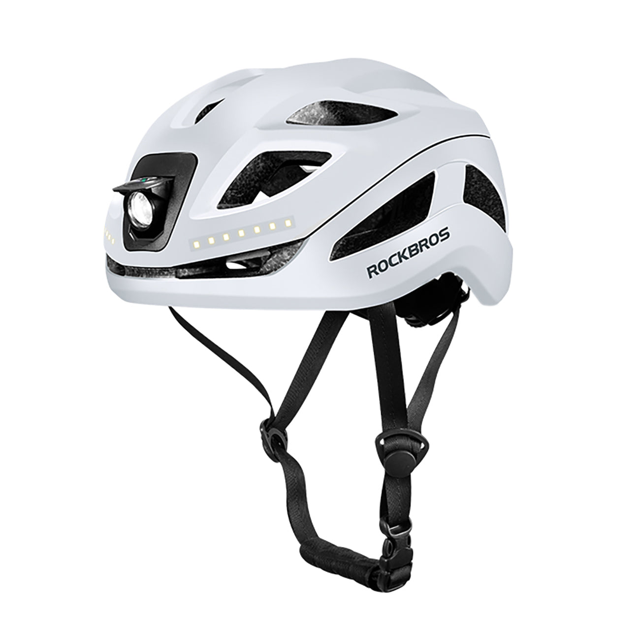 Rockbros ZK-077 dviračio šalmas su integruota daugiakryptine apšvietimo sistema 57-61 cm - baltas -- Bicycle Helmets