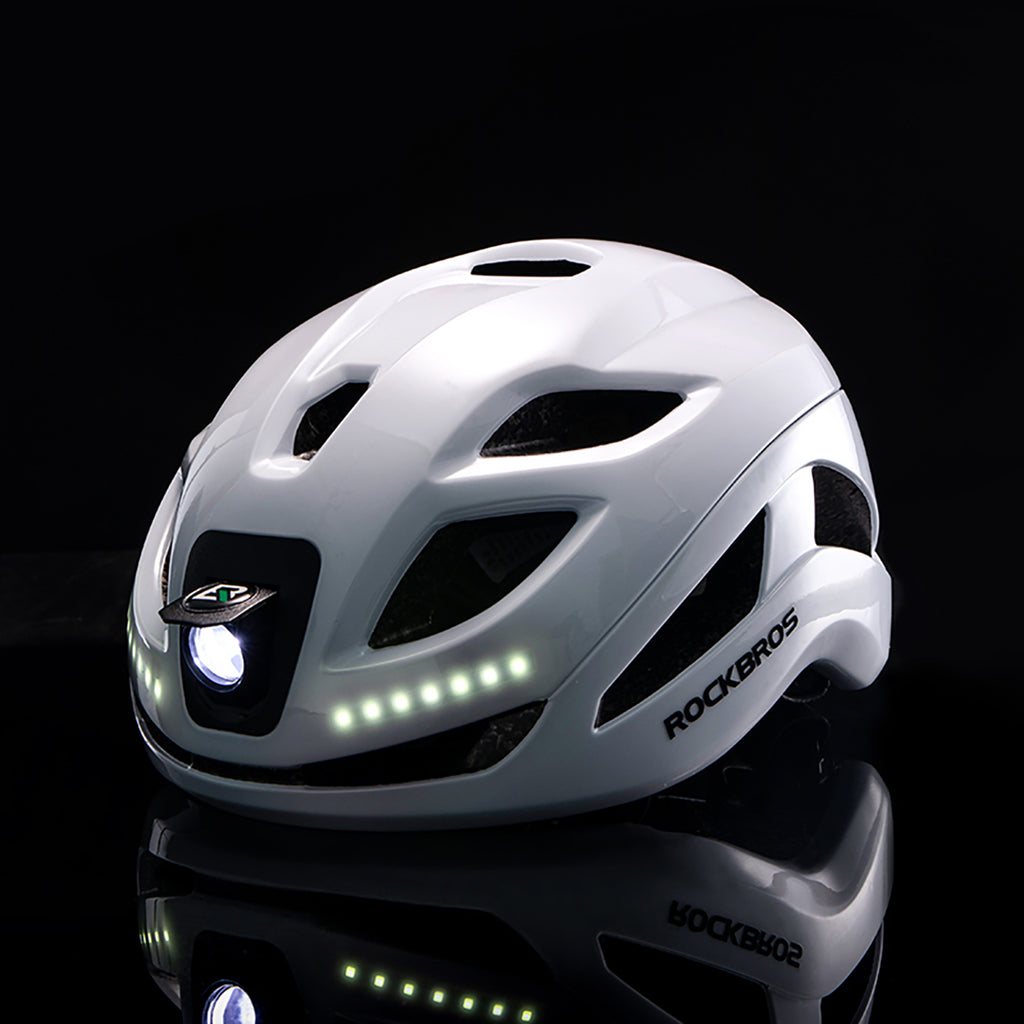 Rockbros ZK-077 dviračio šalmas su integruota daugiakryptine apšvietimo sistema 57-61 cm - baltas -- Bicycle Helmets