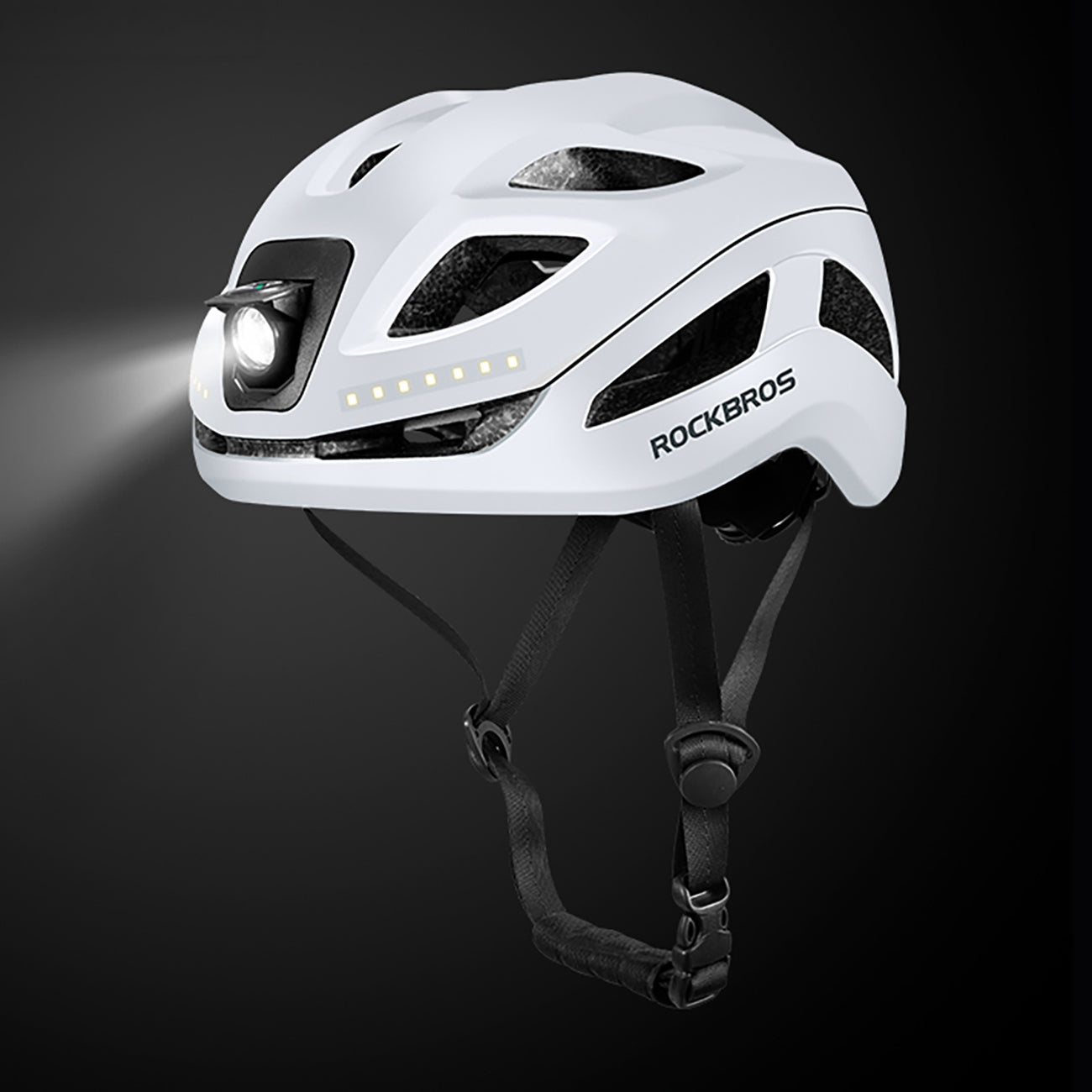 Rockbros ZK-077 dviračio šalmas su integruota daugiakryptine apšvietimo sistema 57-61 cm - baltas -- Bicycle Helmets