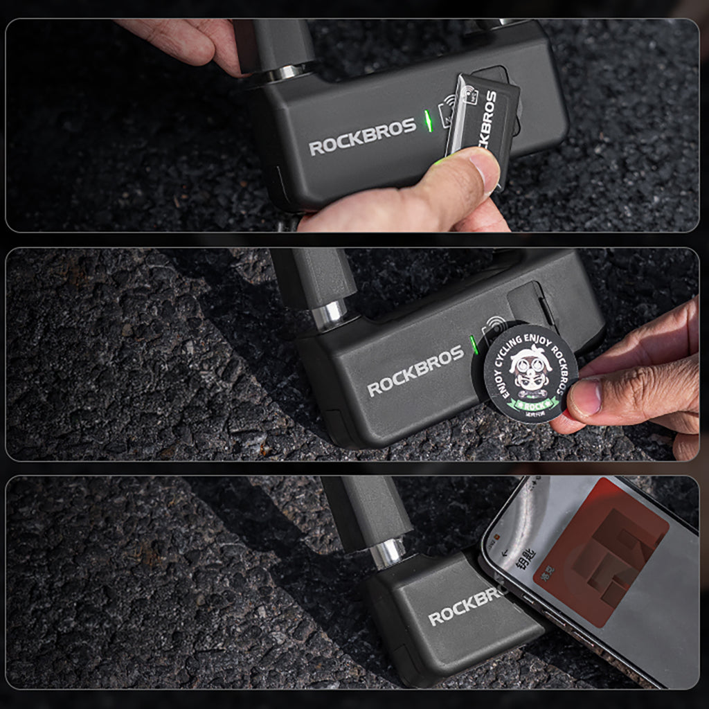 Rockbros RBNS1 SMART Dviračio spyna su NFC skaitytuvų - juoda -- Bicycle Locks