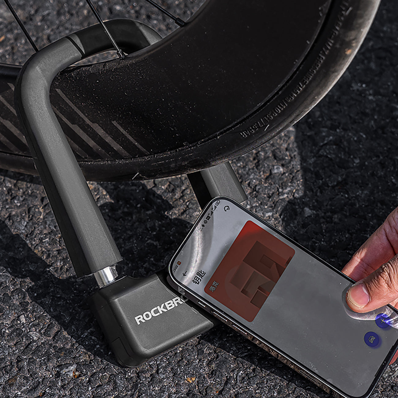 Rockbros RBNS1 SMART Dviračio spyna su NFC skaitytuvų - juoda -- Bicycle Locks