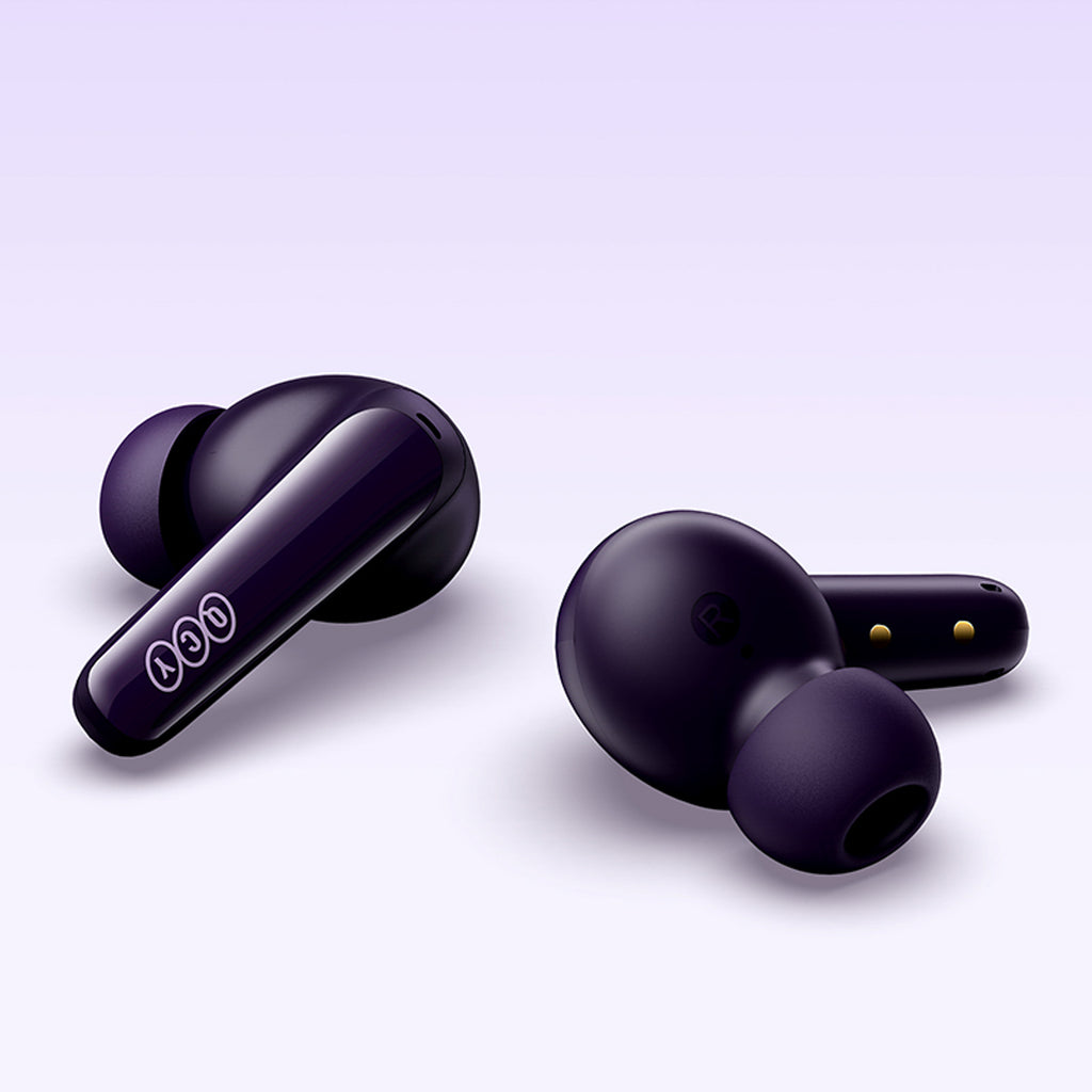 QCY T13X ausies viduje nuotolinės žarnos su ENC IPX5 Bluetooth 5.3 - violetinė -- Headphones