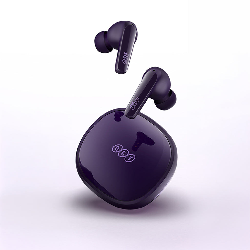 QCY T13X ausies viduje nuotolinės žarnos su ENC IPX5 Bluetooth 5.3 - violetinė -- Headphones