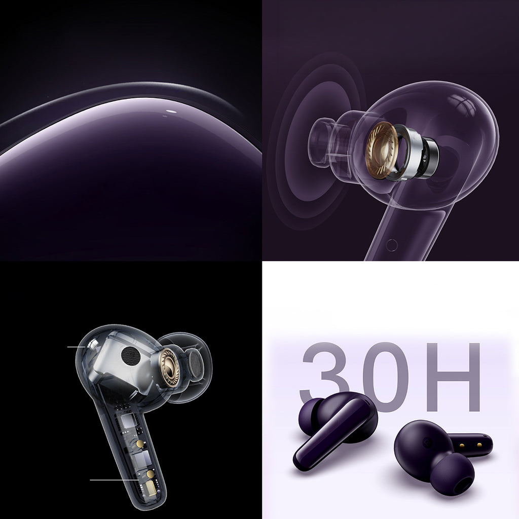 QCY T13X ausies viduje nuotolinės žarnos su ENC IPX5 Bluetooth 5.3 - violetinė -- Headphones