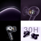 QCY T13X ausies viduje nuotolinės žarnos su ENC IPX5 Bluetooth 5.3 - violetinė -- Headphones