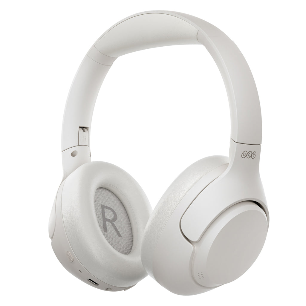 QCY H3 ant ausinės uždedamos ausinės su ANC Bluetooth 5.4 Hi-Res Audio – balta