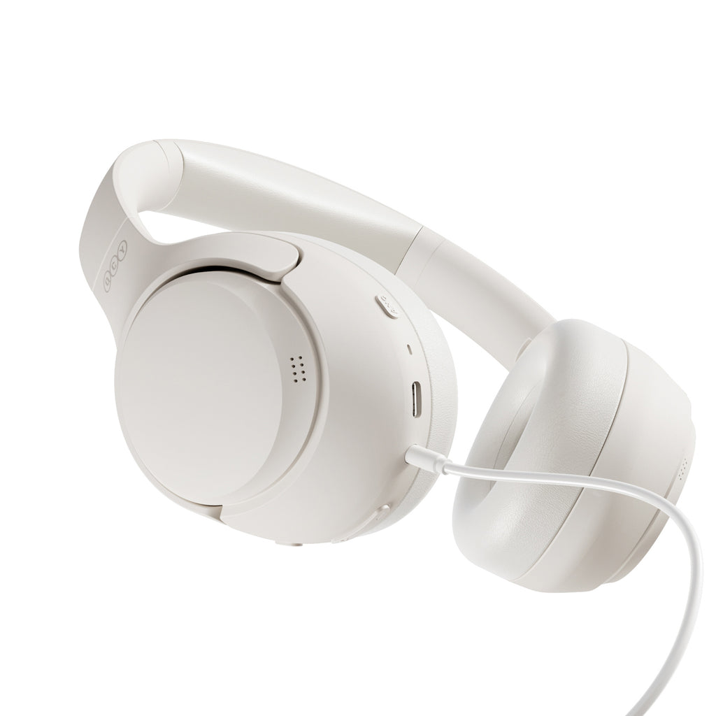 QCY H3 ant ausinės uždedamos ausinės su ANC Bluetooth 5.4 Hi-Res Audio – balta