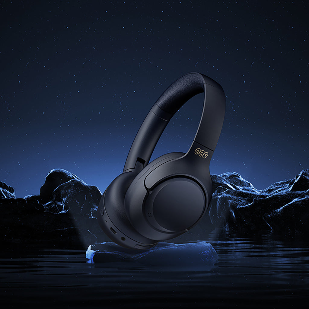 QCY H3 ant ausinės uždedamos ausinės su ANC Bluetooth 5.4 Hi-Res garsu – mėlyna -- Headphones