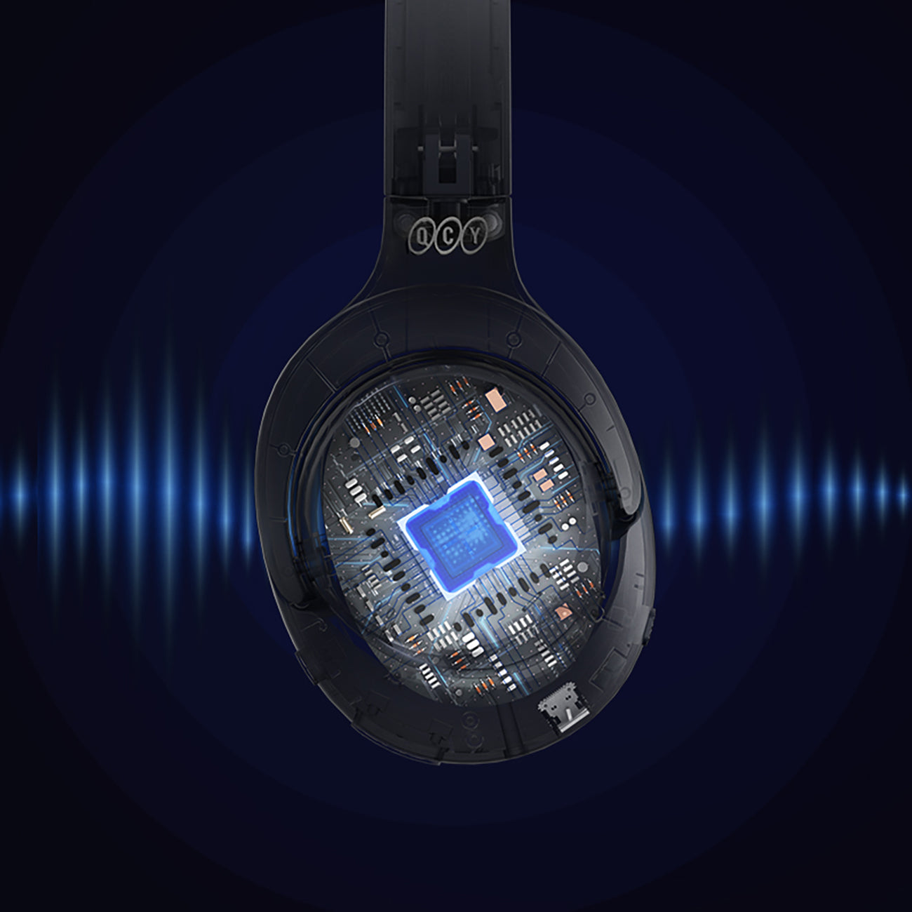 QCY H3 ant ausinės uždedamos ausinės su ANC Bluetooth 5.4 Hi-Res garsu – mėlyna -- Headphones