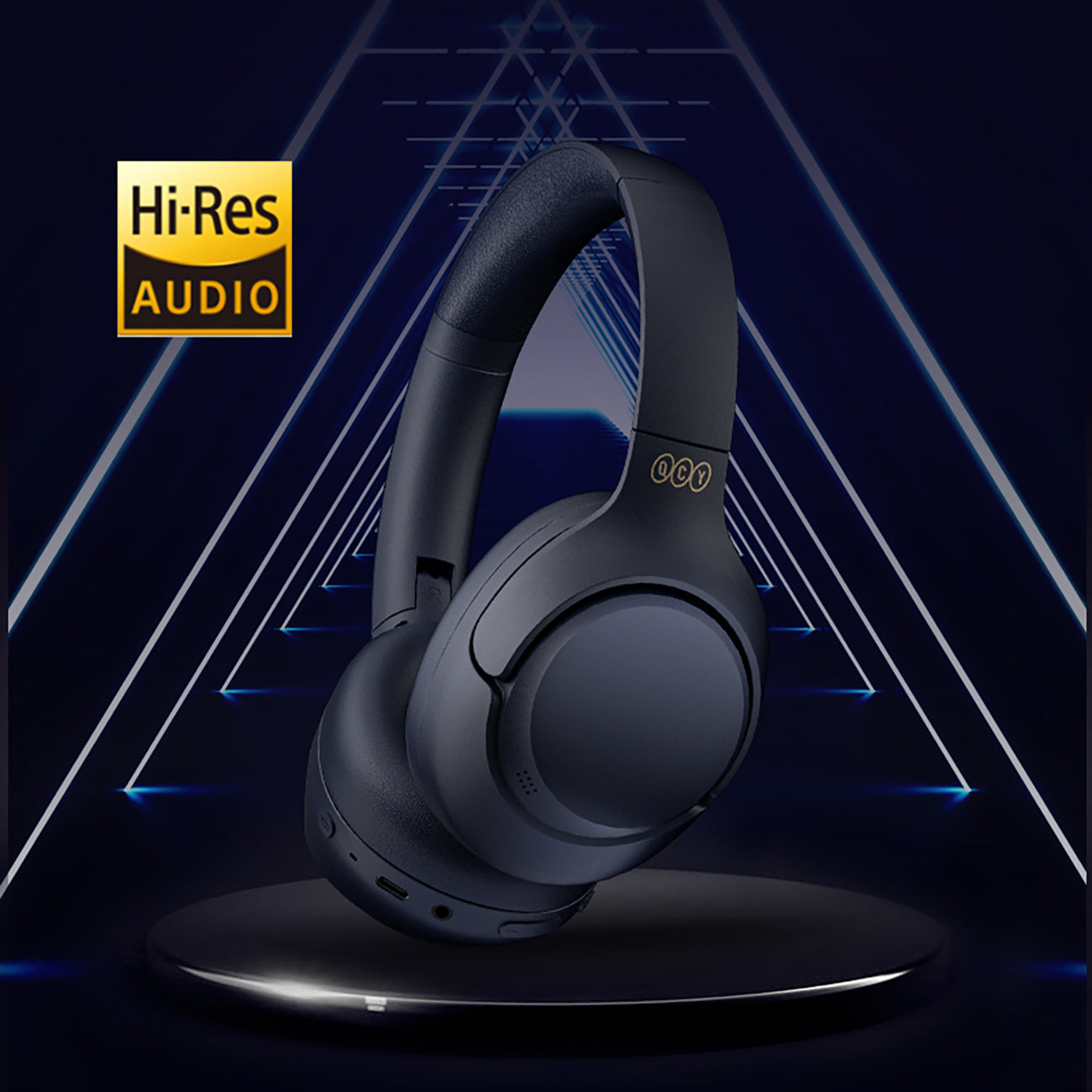QCY H3 ant ausinės uždedamos ausinės su ANC Bluetooth 5.4 Hi-Res garsu – mėlyna -- Headphones