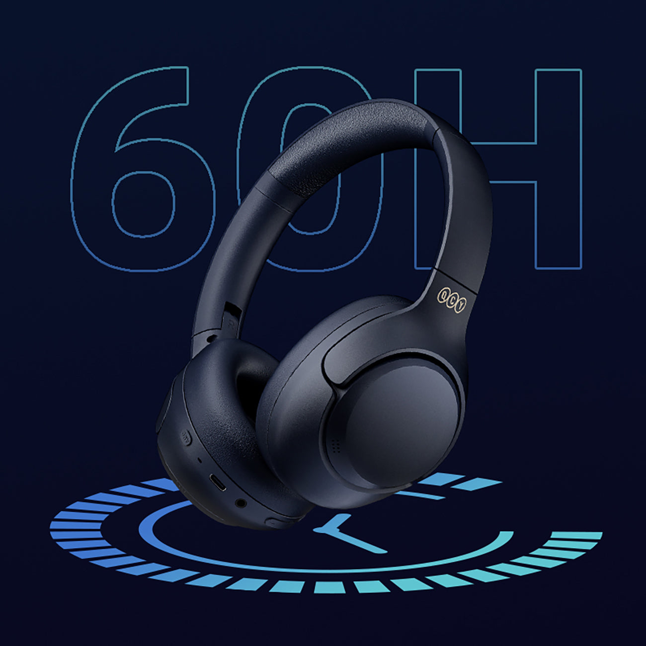 QCY H3 ant ausinės uždedamos ausinės su ANC Bluetooth 5.4 Hi-Res garsu – mėlyna -- Headphones