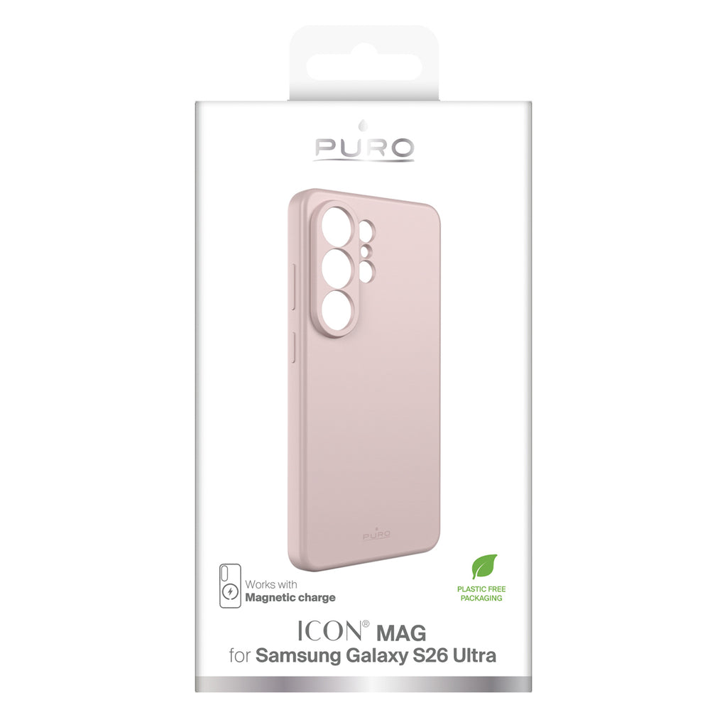 Puro ICON MAG apsauginis dėklas, skirtas Samsung Galaxy S26 Ultra Silicone Compatible su MagSafe - rožinė