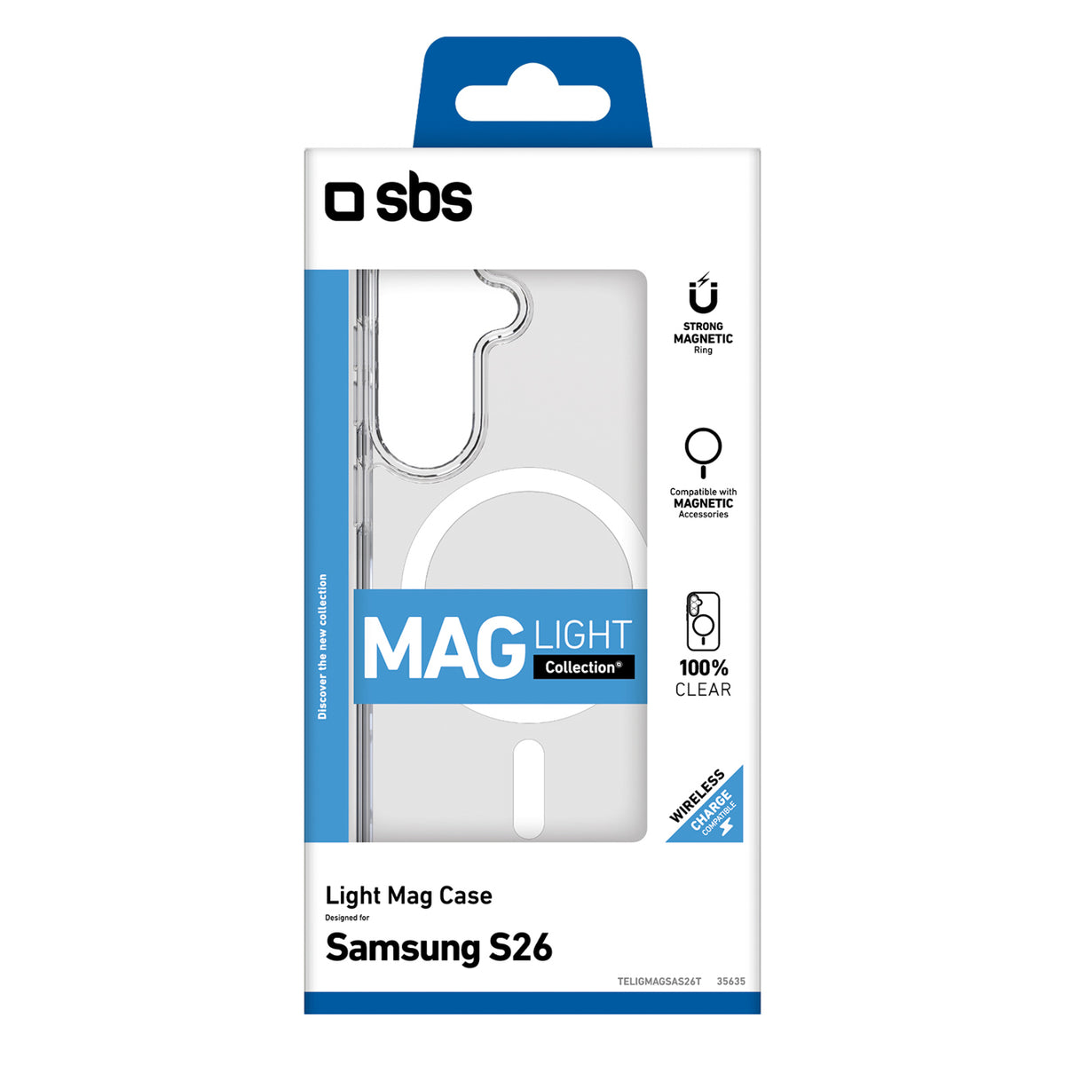 SBS Cover Light Mag apsauginis dėklas, skirtas Samsung Galaxy S26 compatible with MagSafe - permatomas
