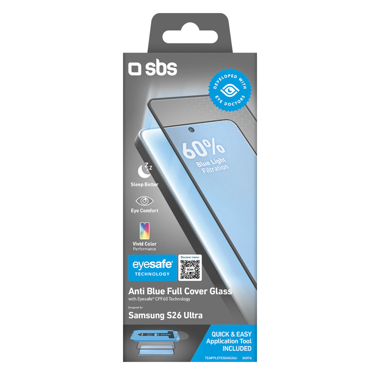 SBS Eyesafe Tempered stiklas su aplikatoriumi, skirtas Samsung Galaxy S26 Ultra