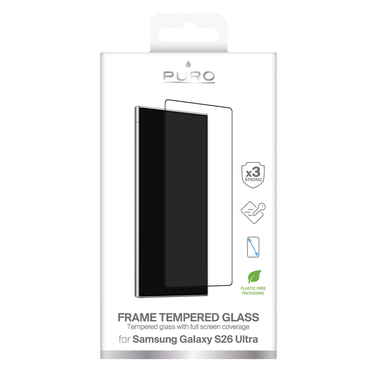 Puro Frame Tempered Glass skirtas Samsung Galaxy S26 Ultra - su Black Frame