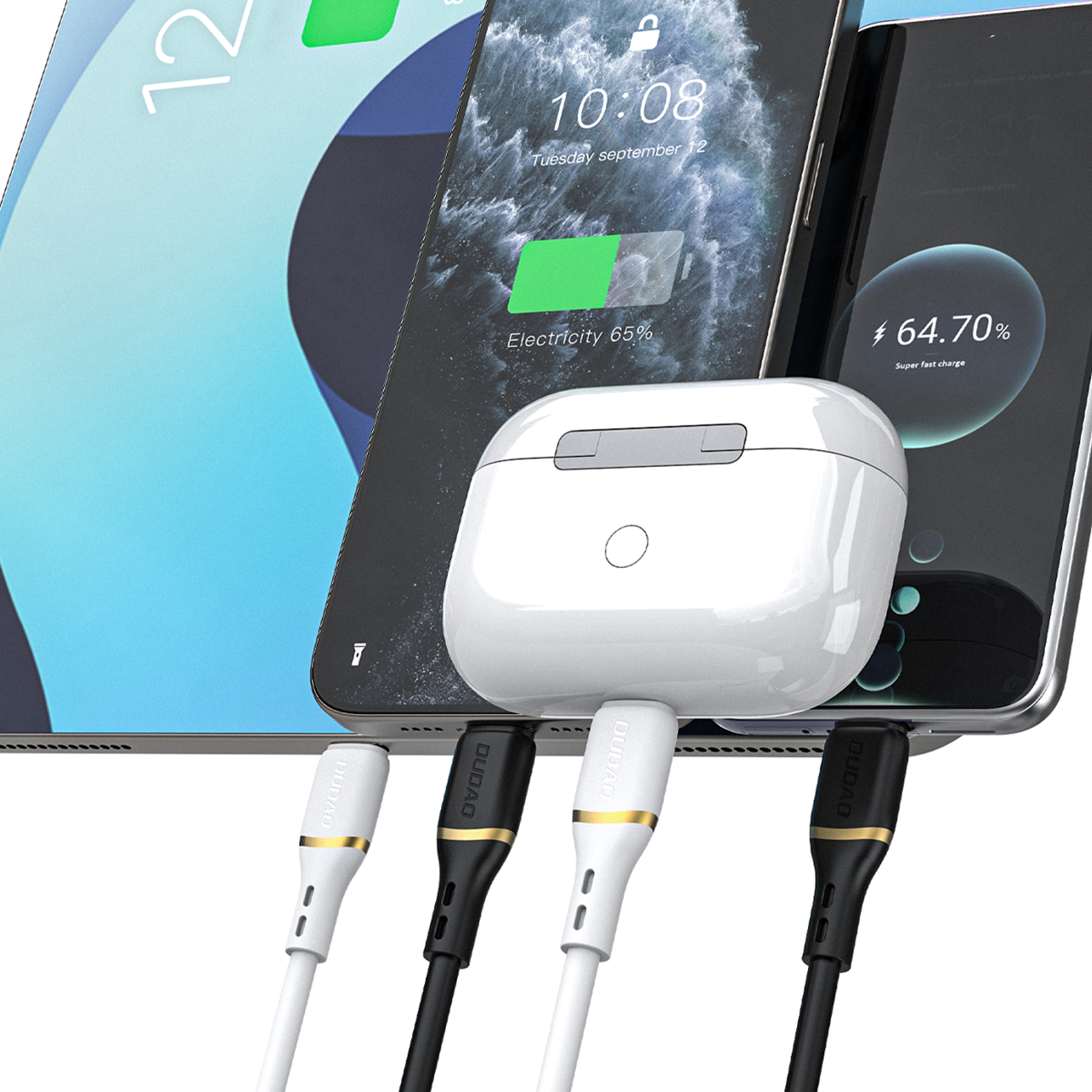 Dudao L25X USB-C - Lightning laidas 1m 30W su minkštu silikoniniu pynimu - juodas