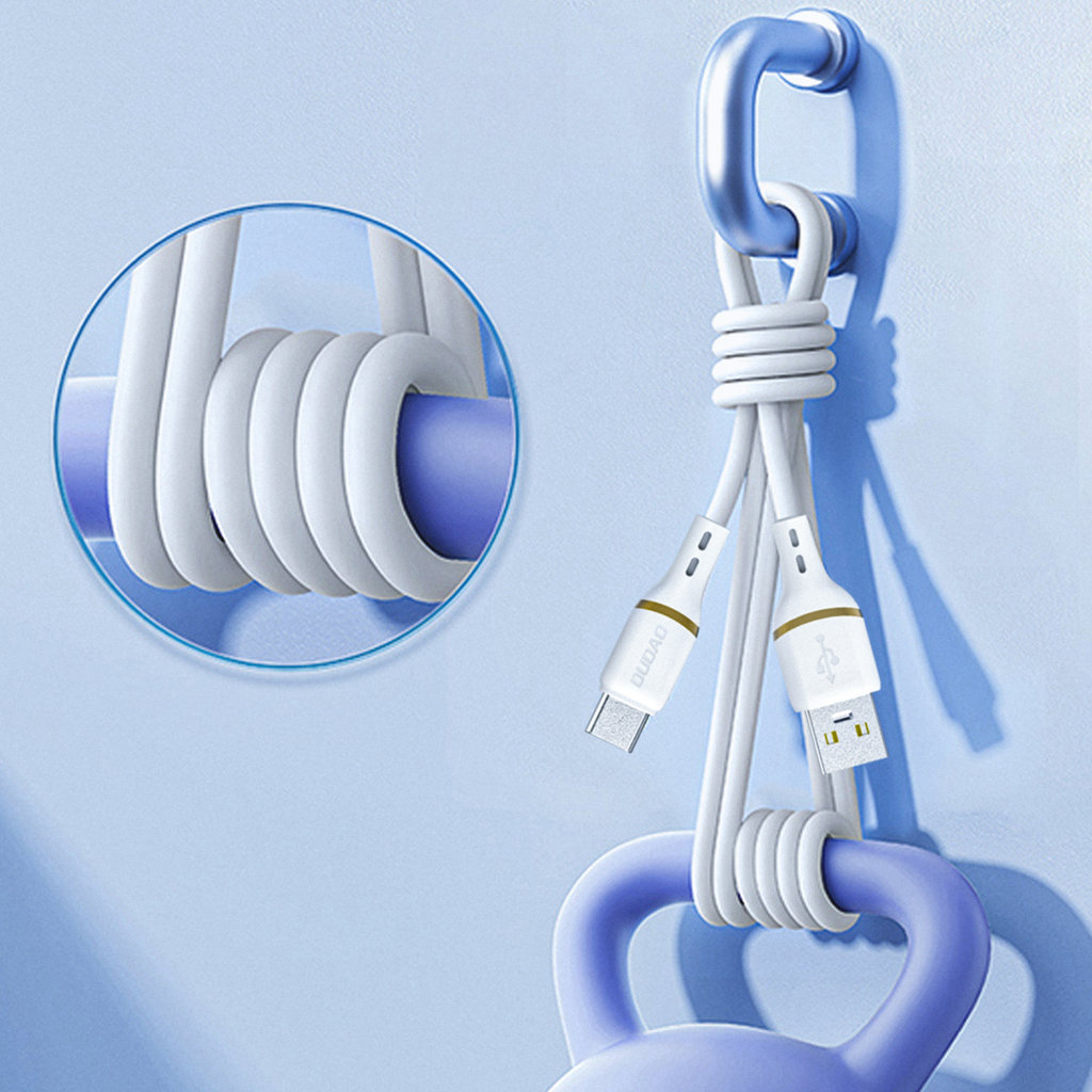 Dudao L25L USB-A - Lightning laidas 1m 30W su minkštu silikoniniu pynimu - baltas