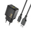 Dudao sieninis įkroviklis A23LEU 2.4A GaN EU USB-A su USB-A į Lightning laidu - juodas