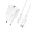 Dudao sieninis įkroviklis A23LEU 2.4A GaN EU USB-A su USB-A į Lightning laidu - baltas