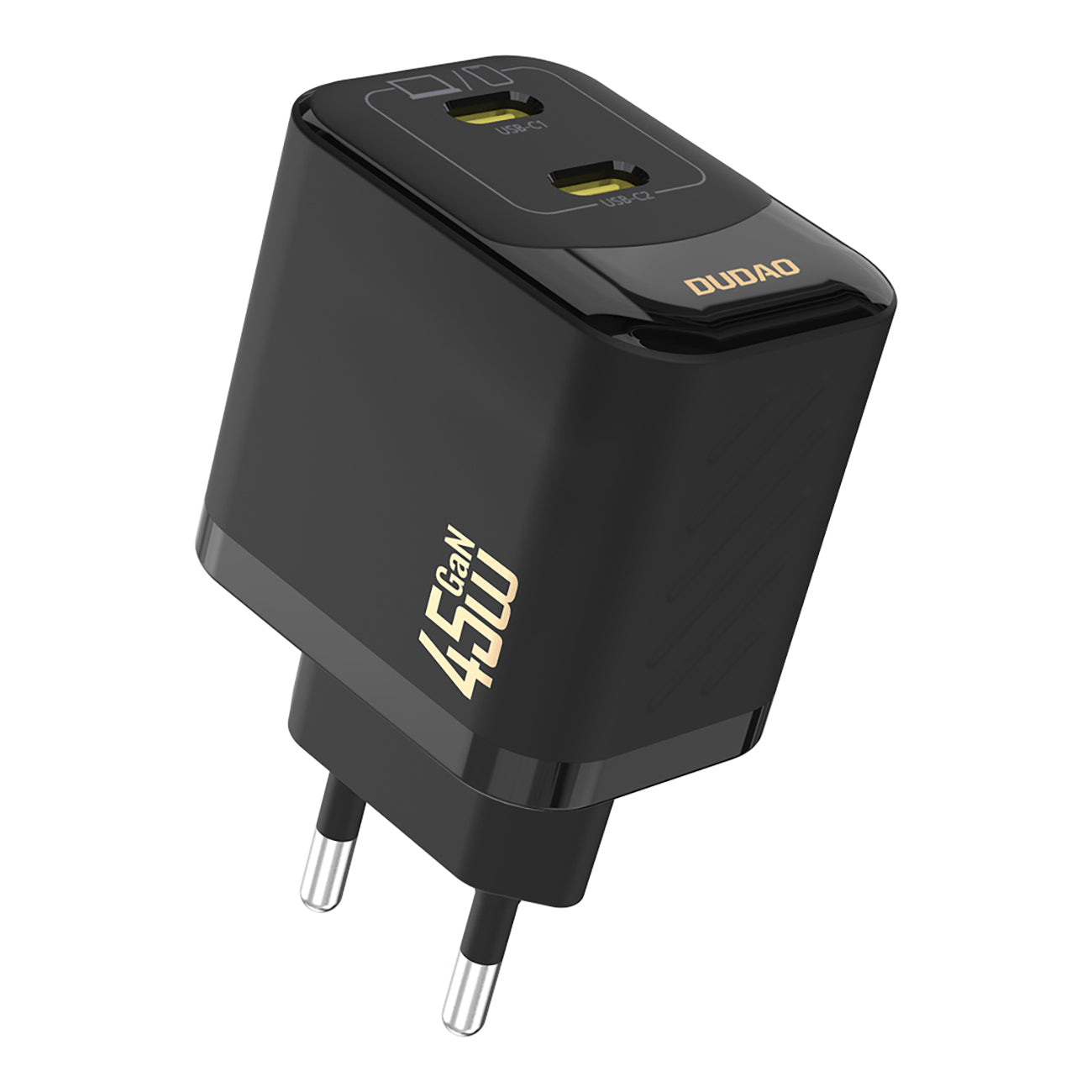 Dudao sieninis įkroviklis A28PEU PD 45W GaN 2xUSB - juodas -- Cell phone chargers