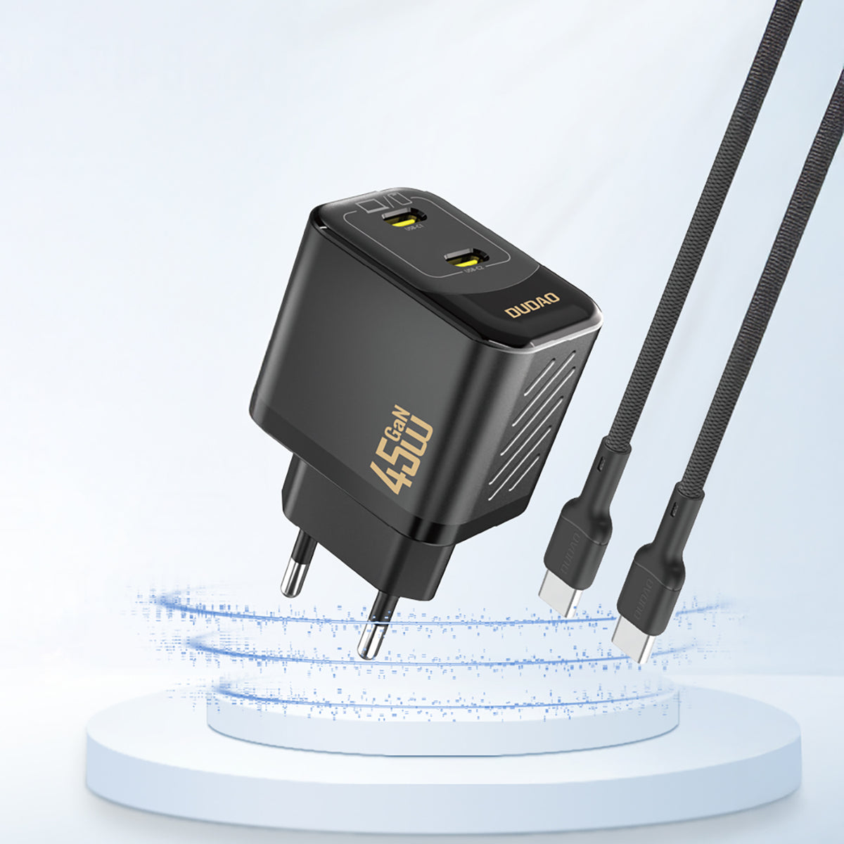 Dudao sieninis įkroviklis A28PEU PD 45W GaN 2xUSB - juodas -- Cell phone chargers