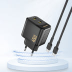 Dudao sieninis įkroviklis A28PEU PD 45W GaN 2xUSB - juodas -- Cell phone chargers