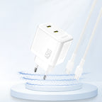 Dudao sieninis įkroviklis A28PEU PD 45W GaN 2xUSB - baltas