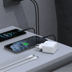 Dudao sieninis įkroviklis A28PCEU PD 45W GaN 2xUSB-C su USB-C laidu - baltas