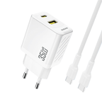 Dudao sieninis įkroviklis A27MaxCEU PD QC 35W USB-A USB-C su USB-C laidu - baltas