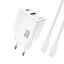 Dudao sieninis įkroviklis A27MaxCEU PD QC 35W USB-A USB-C su USB-C laidu - baltas