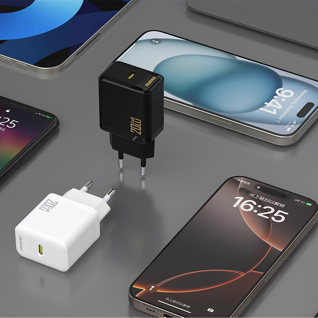 Dudao sieninis įkroviklis A26LEU PD 20W GaN USB-C su USB-C į Lightning laidu - juodas