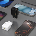 Dudao sieninis įkroviklis A26LEU PD 20W GaN USB-C su USB-C į Lightning laidu - juodas