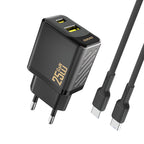 Dudao sieninis įkroviklis A26TCEU PD QC 25W GaN USB-A USB-C su USB-C laidu - juodas