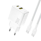 Dudao sieninis įkroviklis A26TCEU PD QC 25W GaN USB-A USB-C su USB-C laidu - baltas