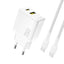 Dudao sieninis įkroviklis A26TCEU PD QC 25W GaN USB-A USB-C su USB-C laidu - baltas