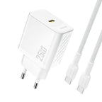 Dudao sieninis įkroviklis A27CEU PD 25W GaN SB-C su USB-C laidu - baltas