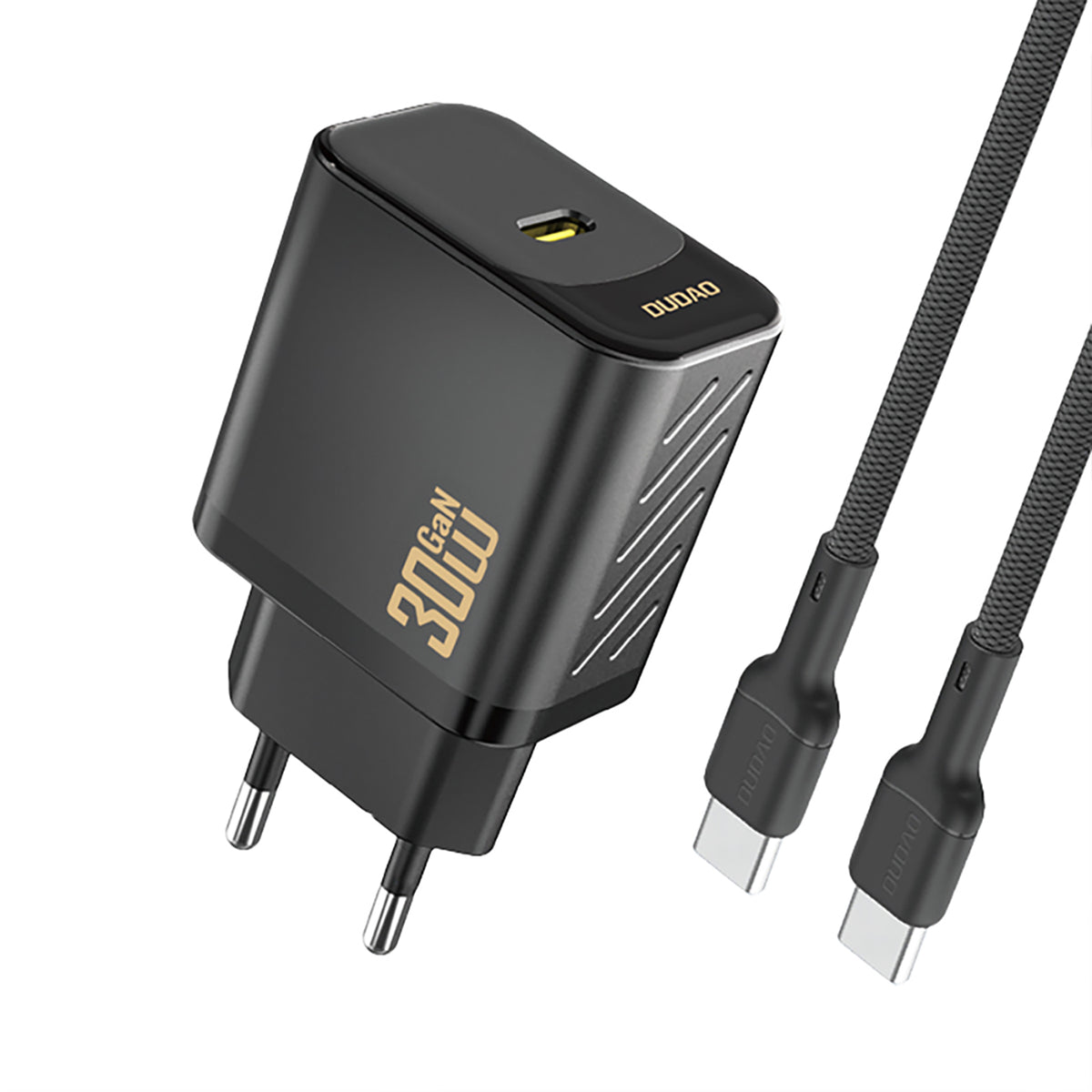 Dudao A27PCEU PD 30W GaN USB-C Wall Charger with USB-C Cable - Black