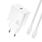 Dudao sieninis įkroviklis A27PCEU PD 30W GaN USB-C su USB-C laidu - baltas