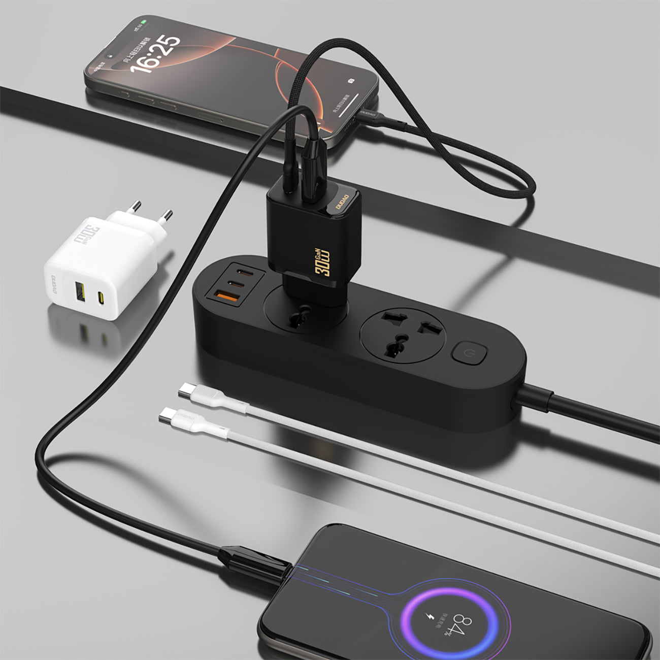 Dudao sieninis įkroviklis A27TEU PD 30W GaN USB-A USB-C - juodas