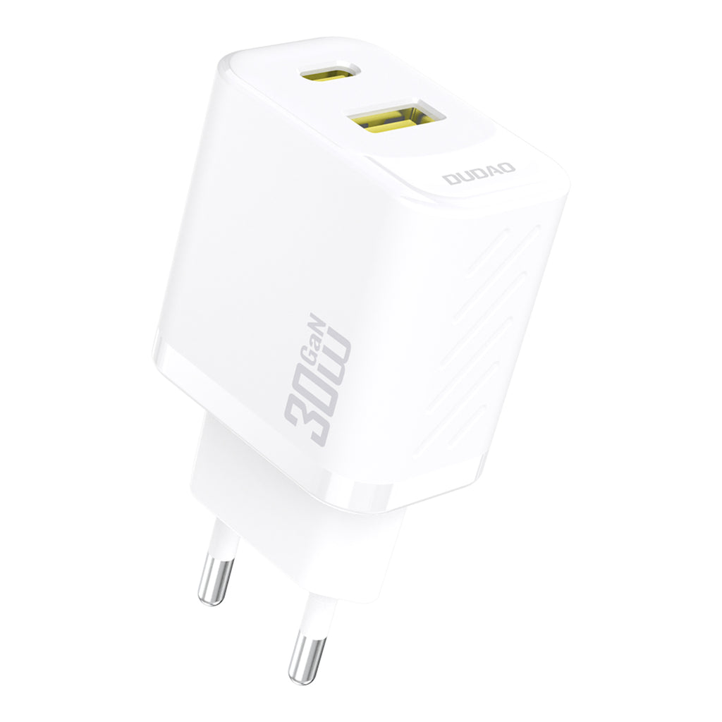 Dudao sieninis įkroviklis A27TEU PD 30W GaN USB-A USB-C - baltas