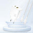 Dudao sieninis įkroviklis A27TEU PD 30W GaN USB-A USB-C - baltas