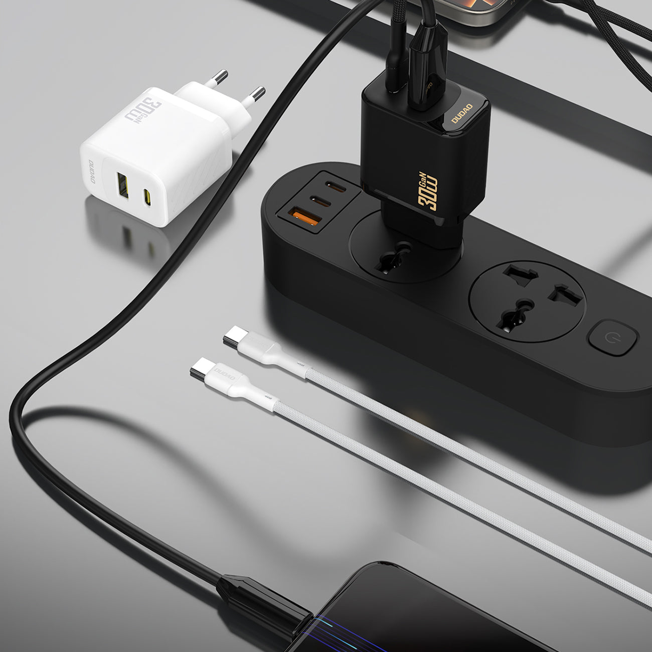Dudao sieninis įkroviklis A27TCEU PD 30W GaN USB-A USB-C su USB-C laidu - juodas