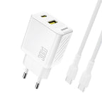 Dudao sieninis įkroviklis A27TCEU PD 30W GaN USB-A USB-C su USB-C laidu - baltas