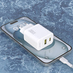 Dudao sieninis įkroviklis A27TCEU PD 30W GaN USB-A USB-C su USB-C laidu - baltas