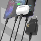 Dudao sieninis įkroviklis A27STEU 25W GaN USB-A su USB-A - USB-C laidu - juodas