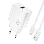 Dudao sieninis įkroviklis A27STEU 25W GaN USB-A su USB-A - USB-C laidu - baltas