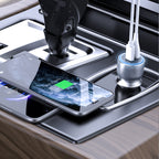Dudao automobilių įkroviklis R4Ultra 120W Power Delivery Quick Charge LED USB-A USB-C, pilkas