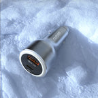 Dudao automobilių įkroviklis R4Ultra 120W Power Delivery Quick Charge LED USB-A USB-C, pilkas