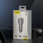 Dudao automobilių įkroviklis R4Ultra 120W Power Delivery Quick Charge LED USB-A USB-C, pilkas